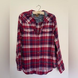 Jach's Girlfriend comfort stretch flannel shirt with snaps size medium